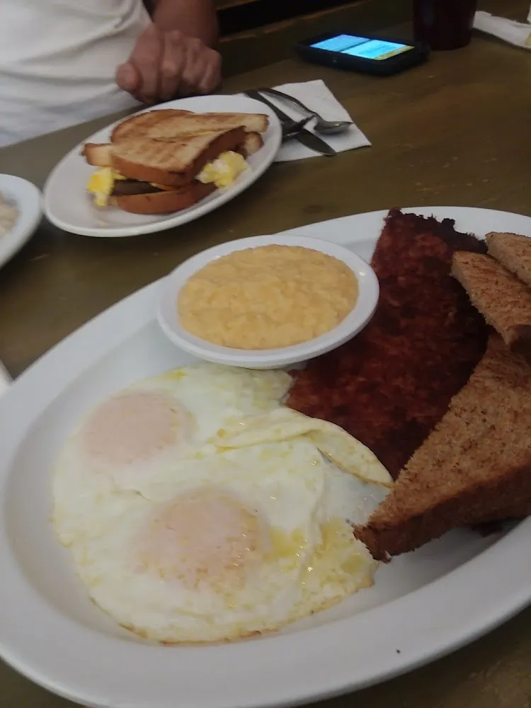 Corn Beef Hash Eggs over Easy Cheesy Grits