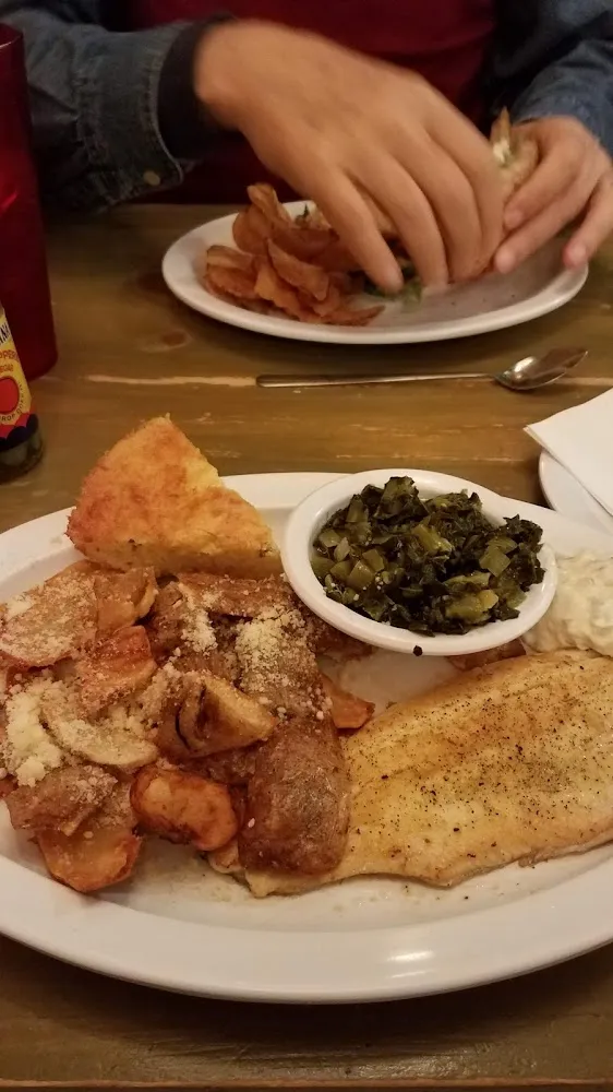 Trout with Greens and Parm Potato Skins